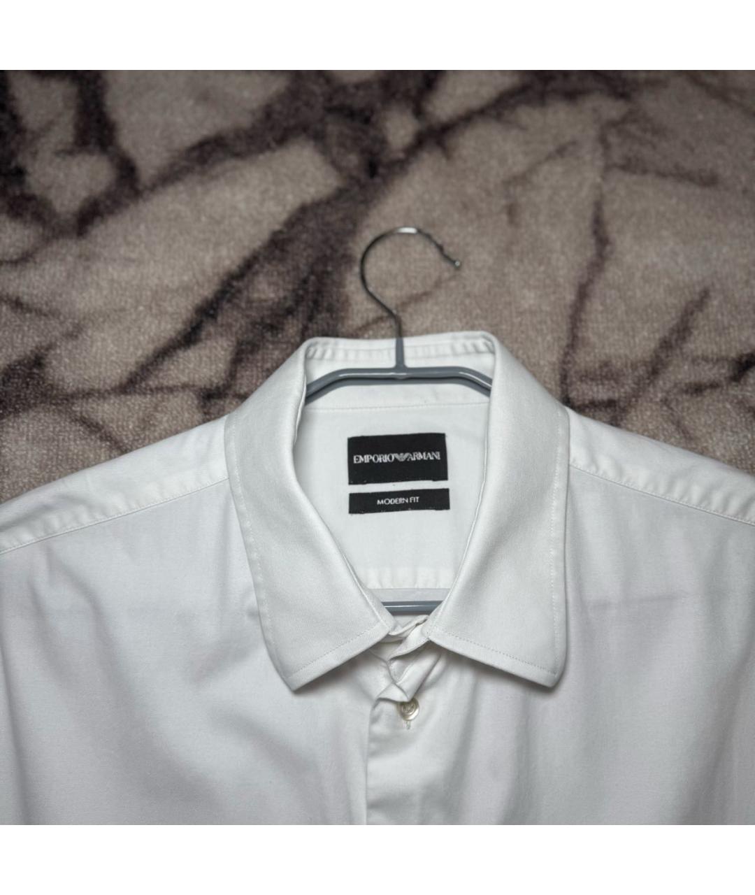 EMPORIO ARMANI Белая хлопковая классическая рубашка, фото 3