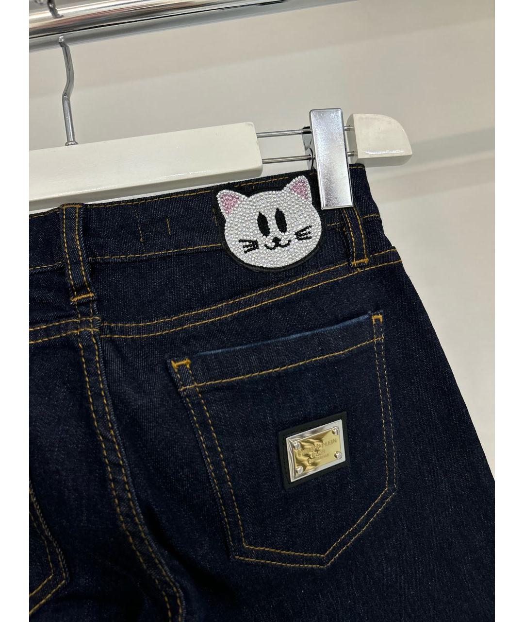 PHILIPP PLEIN Темно-синие хлопко-эластановые джинсы слим, фото 4