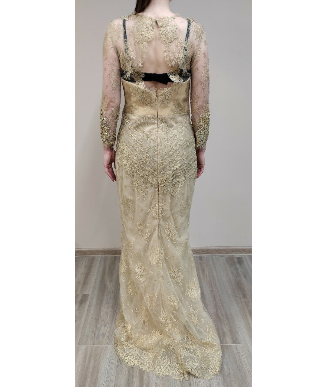 ZUHAIR MURAD Золотое полиэстеровое вечернее платье, фото 2