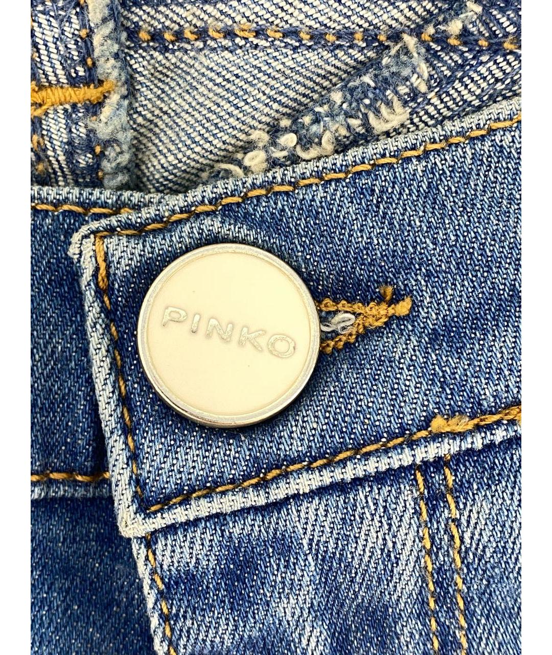 PINKO Синие хлопко-эластановые прямые джинсы, фото 4