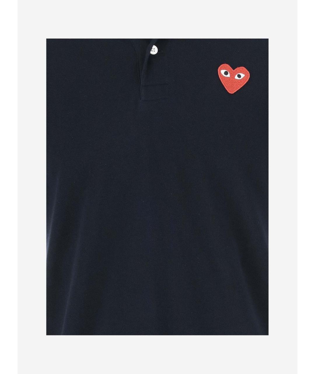 COMME DES GARÇONS PLAY Темно-синее хлопковое поло с коротким рукавом, фото 3