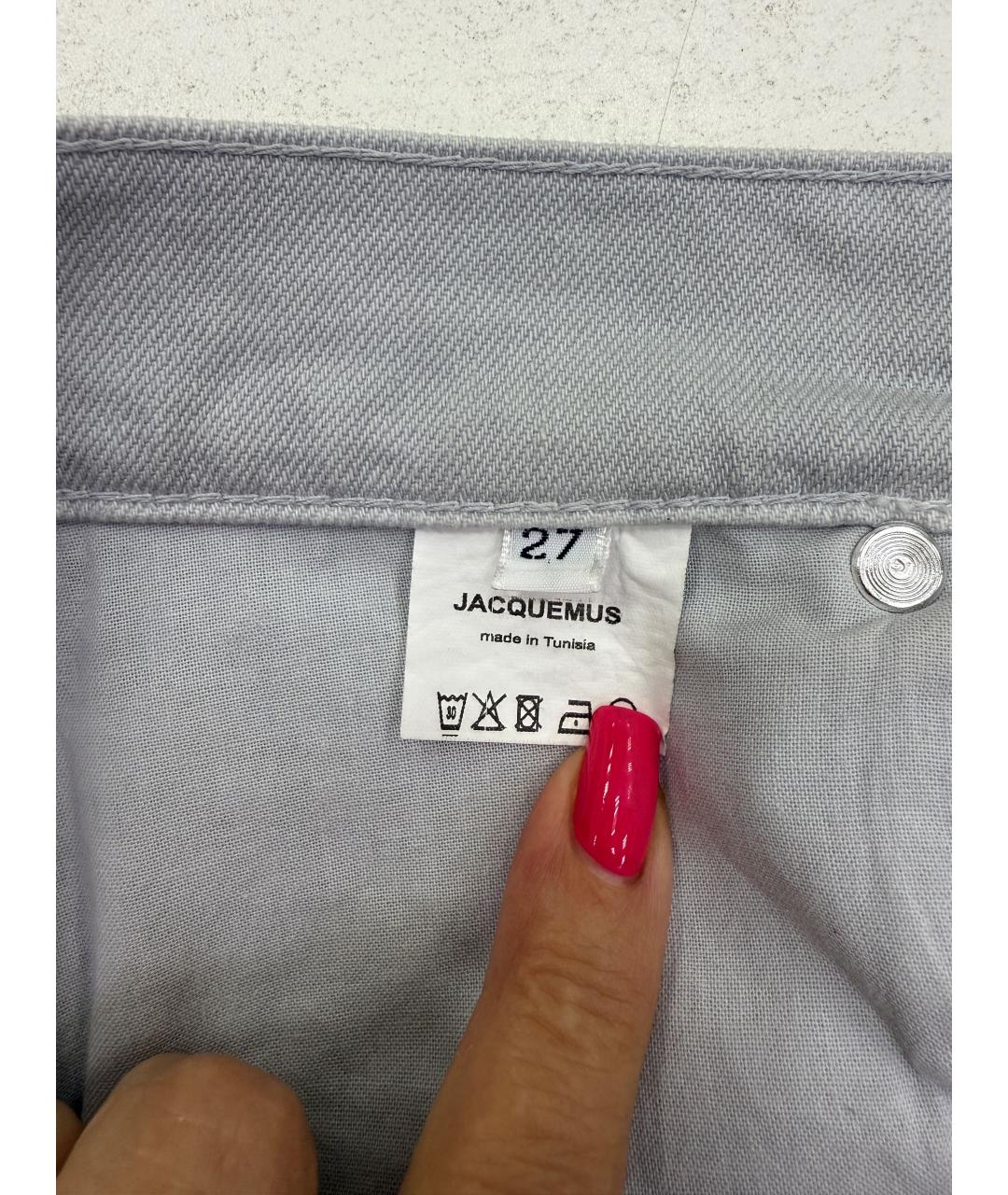 JACQUEMUS Голубые хлопковые прямые джинсы, фото 4