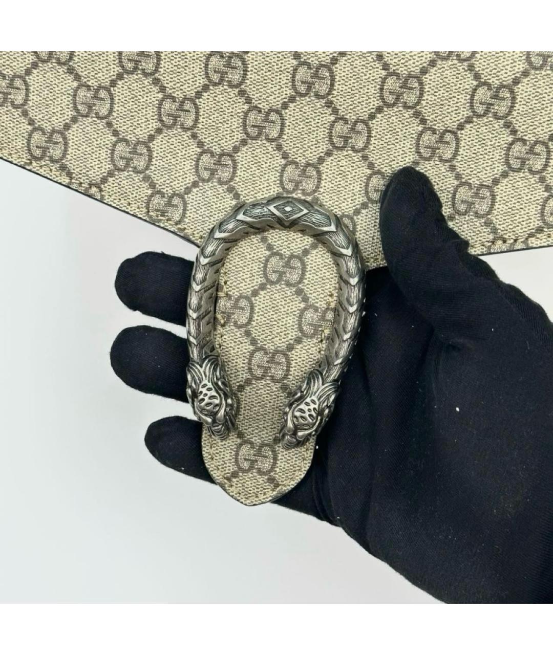 GUCCI Бежевая кожаная сумка через плечо, фото 5