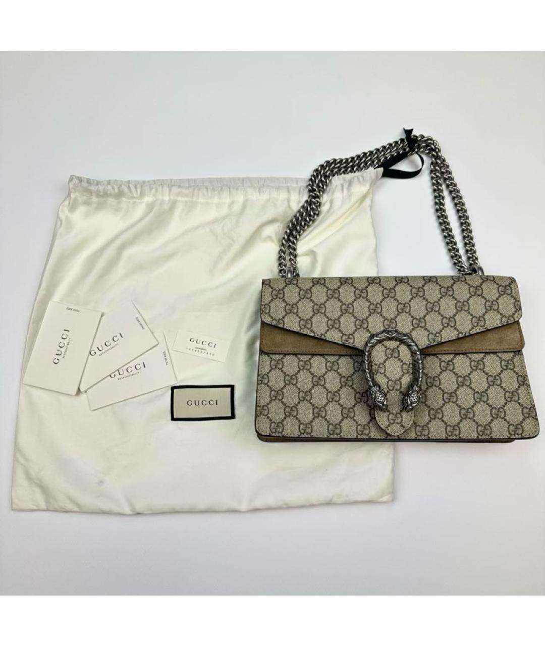 GUCCI Бежевая кожаная сумка через плечо, фото 2