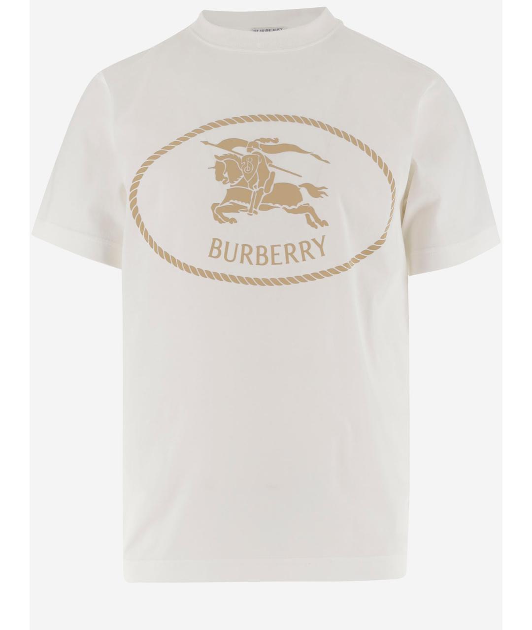 BURBERRY Белая хлопковая футболка, фото 4