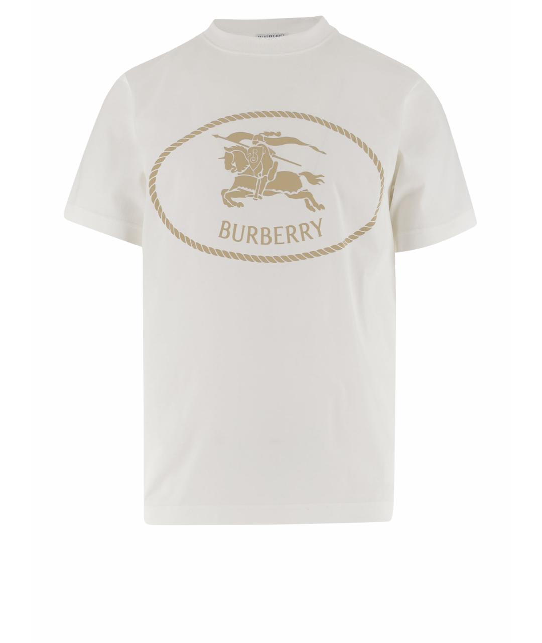 BURBERRY Белая хлопковая футболка, фото 1