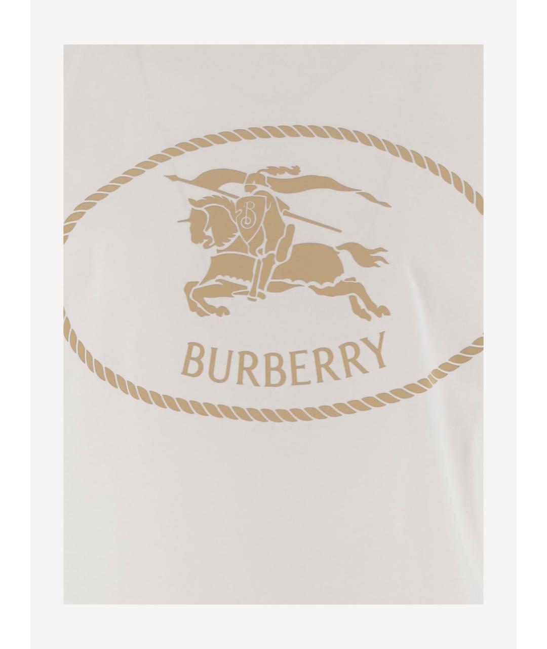 BURBERRY Белая хлопковая футболка, фото 3