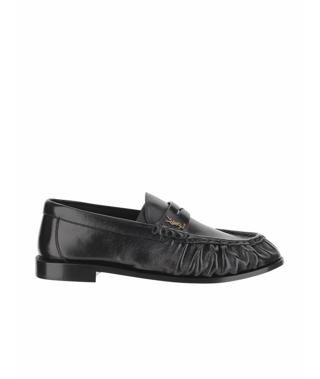 SAINT LAURENT Черные кожаные лоферы, фото 1