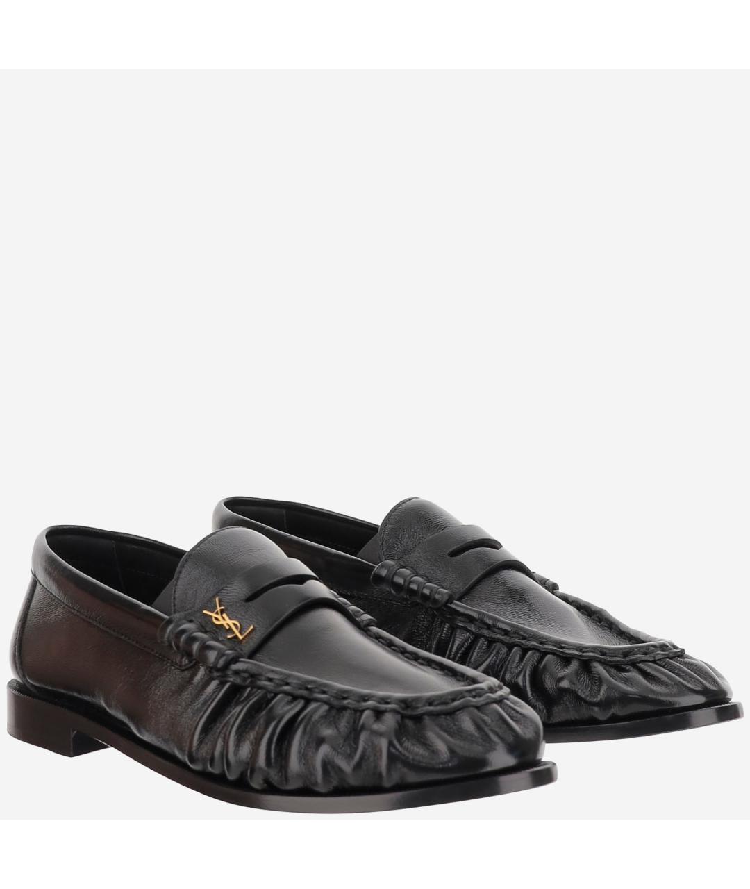 SAINT LAURENT Черные кожаные лоферы, фото 3