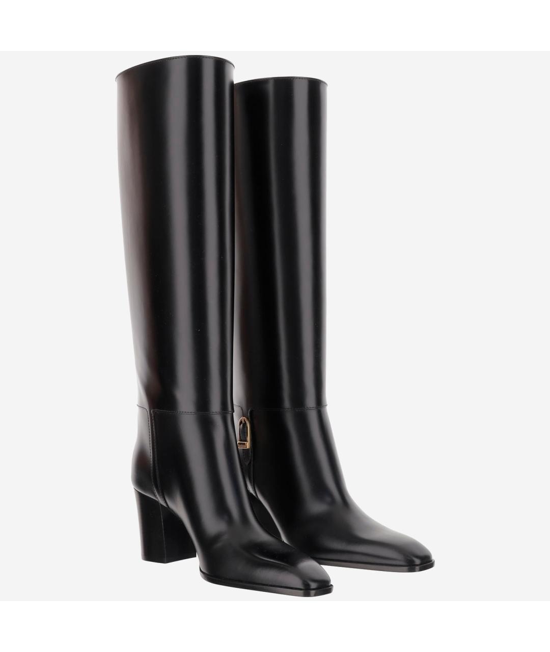 SAINT LAURENT Черные кожаные сапоги, фото 2
