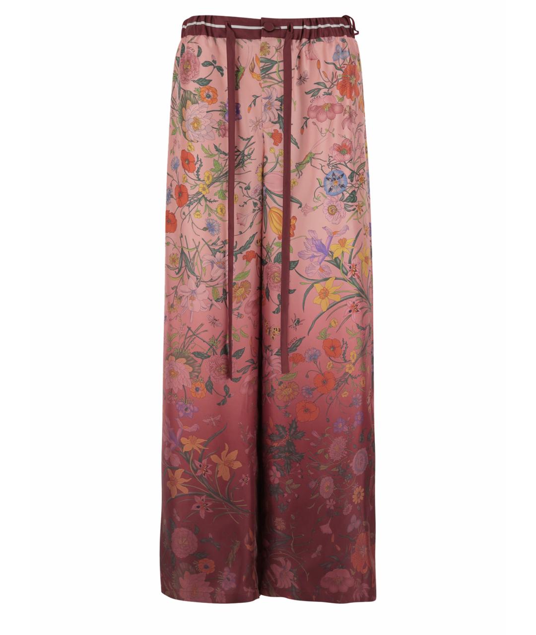 GUCCI Мульти шелковые прямые брюки, фото 1
