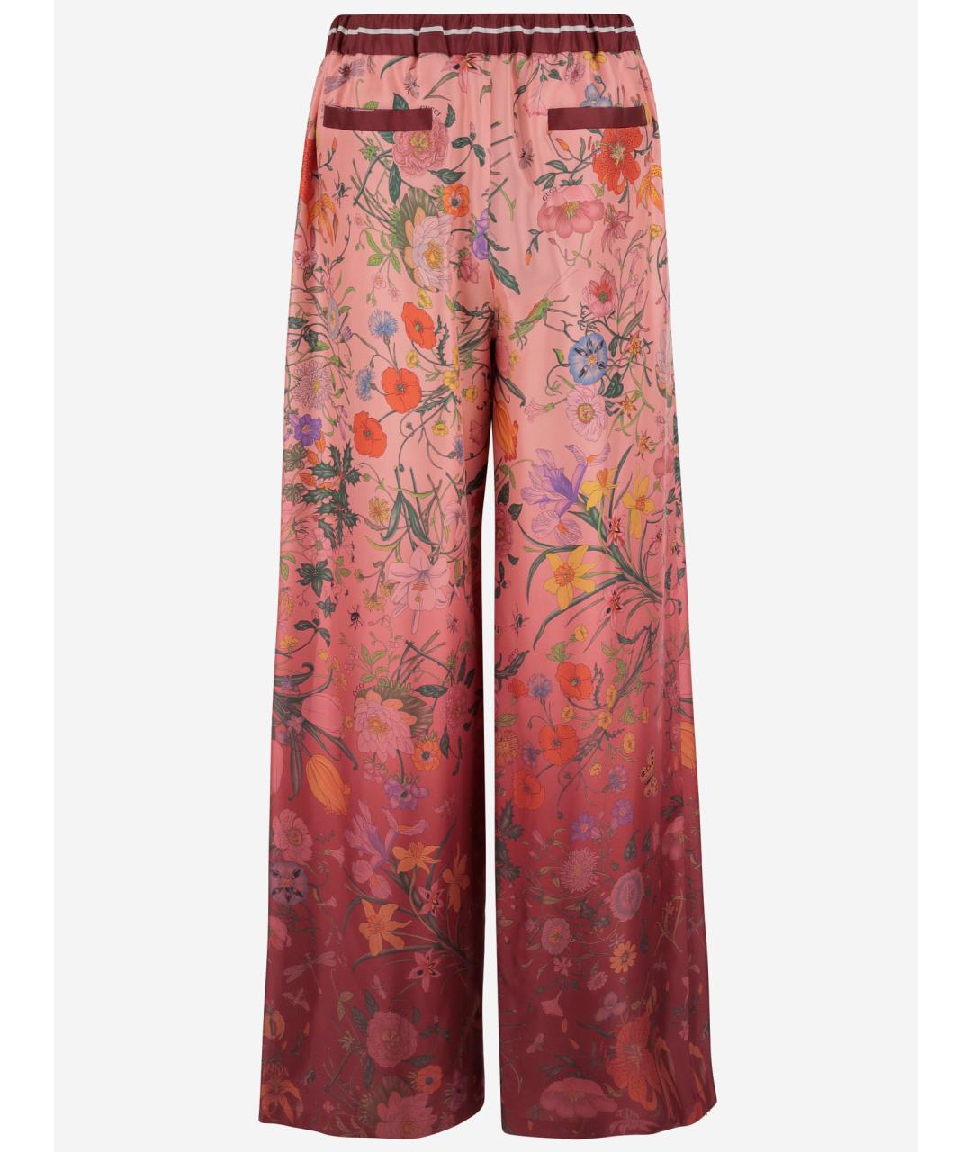 GUCCI Мульти шелковые прямые брюки, фото 2