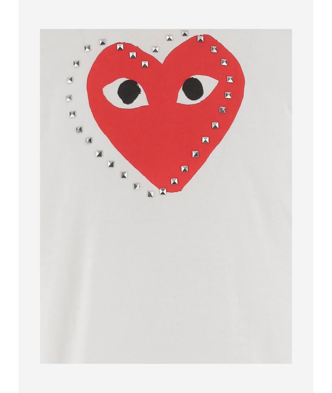 COMME DES GARÇONS PLAY Белая хлопковая футболка, фото 3
