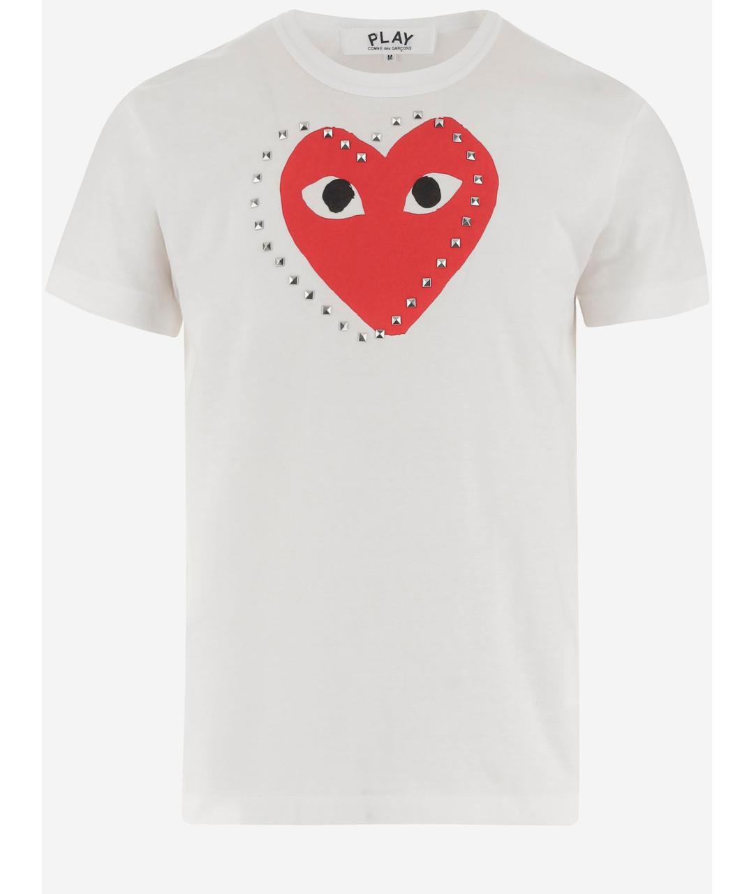 COMME DES GARÇONS PLAY Белая хлопковая футболка, фото 4