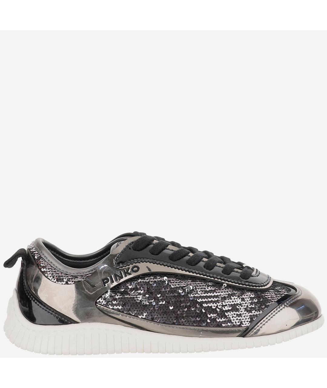 PINKO Серебряные синтетические кроссовки, фото 6