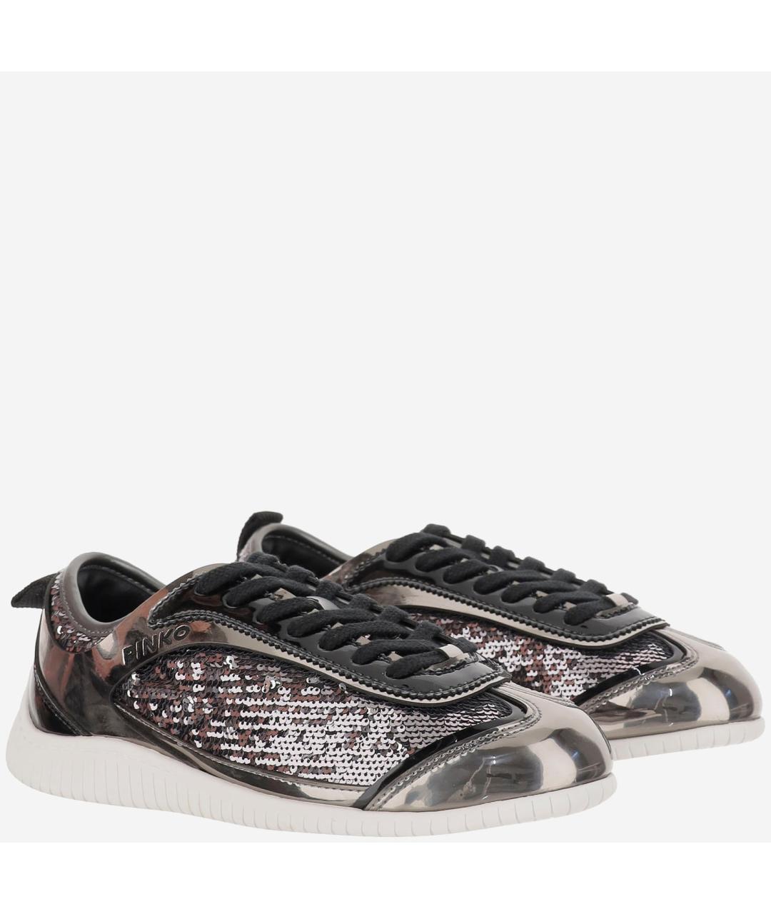 PINKO Серебряные синтетические кроссовки, фото 3