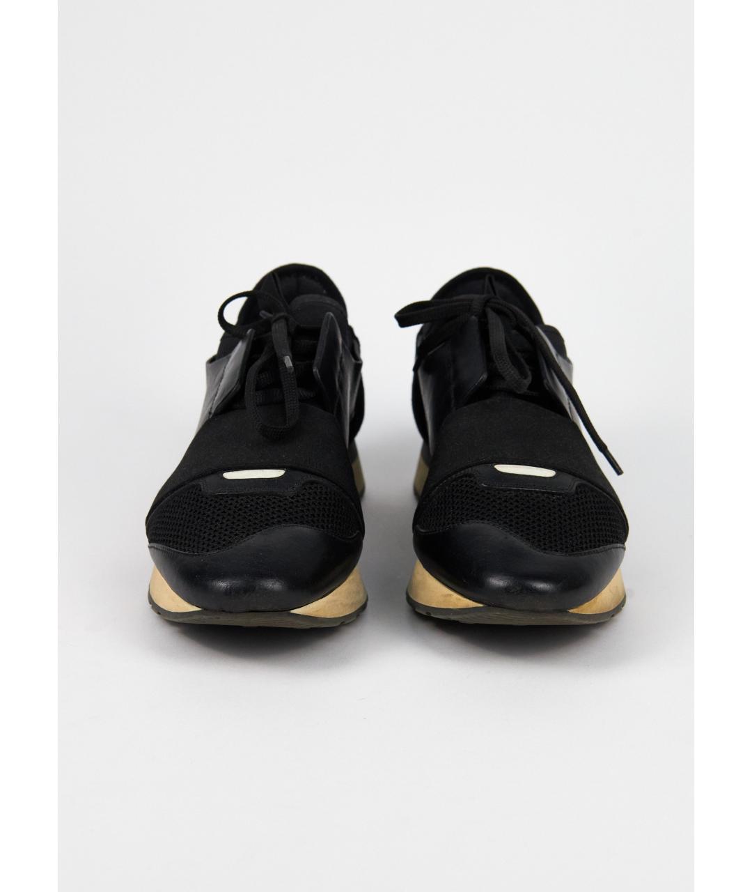 BALENCIAGA Черные кожаные кроссовки, фото 2