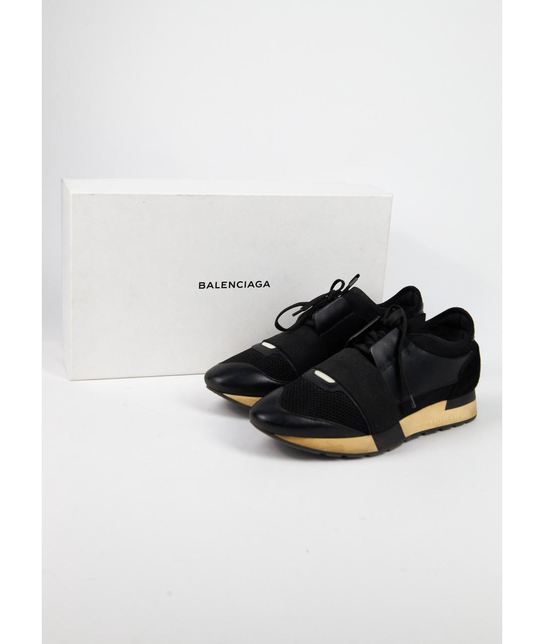 BALENCIAGA Черные кожаные кроссовки, фото 6