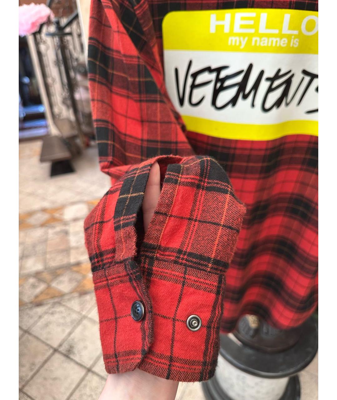 VETEMENTS Красная хлопковая кэжуал рубашка, фото 8