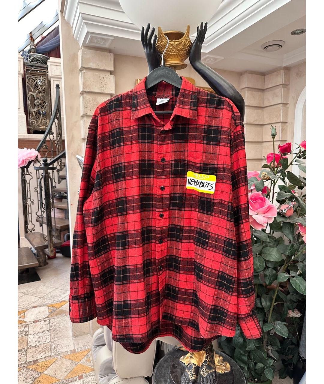 VETEMENTS Красная хлопковая кэжуал рубашка, фото 9