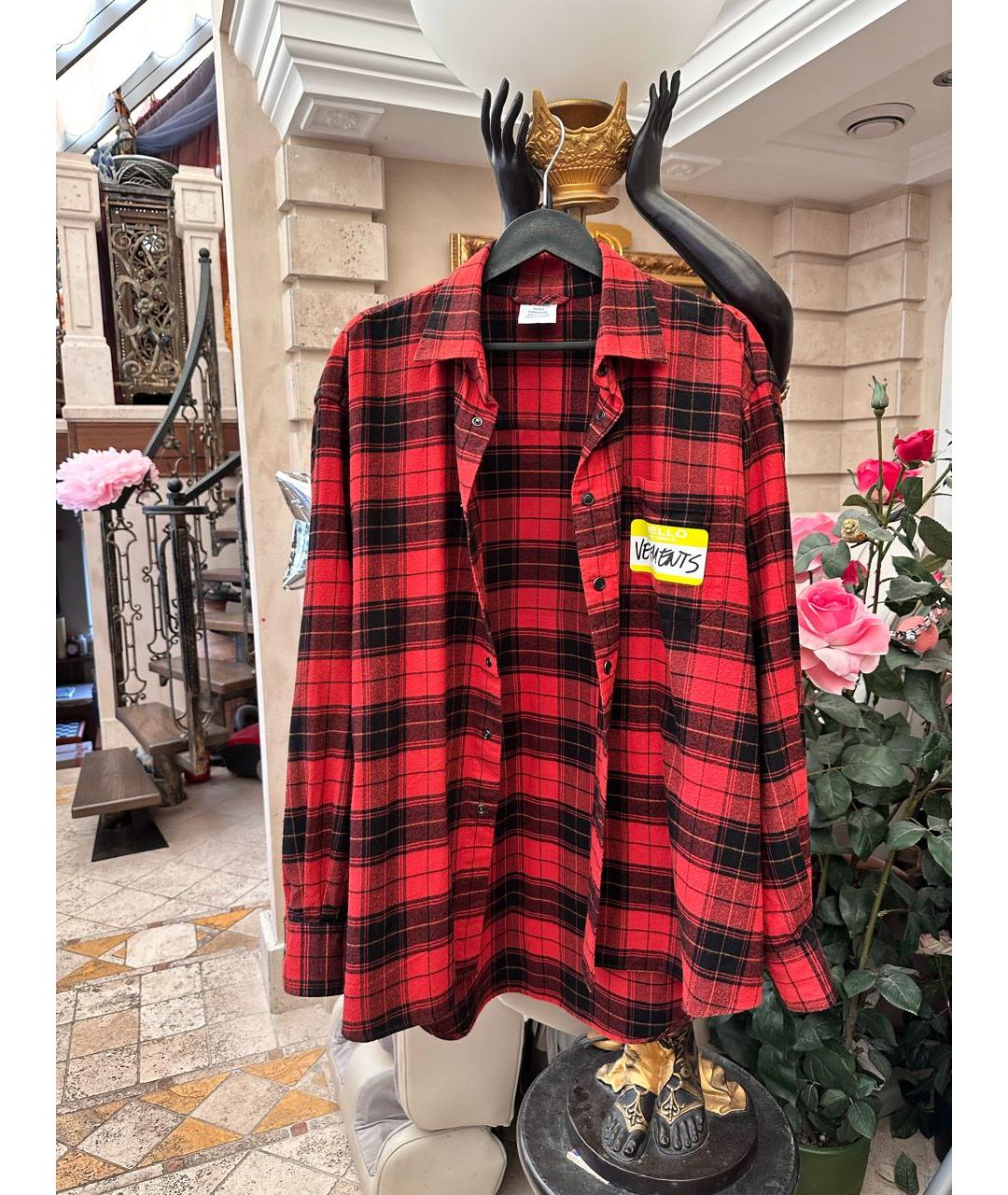 VETEMENTS Красная хлопковая кэжуал рубашка, фото 4