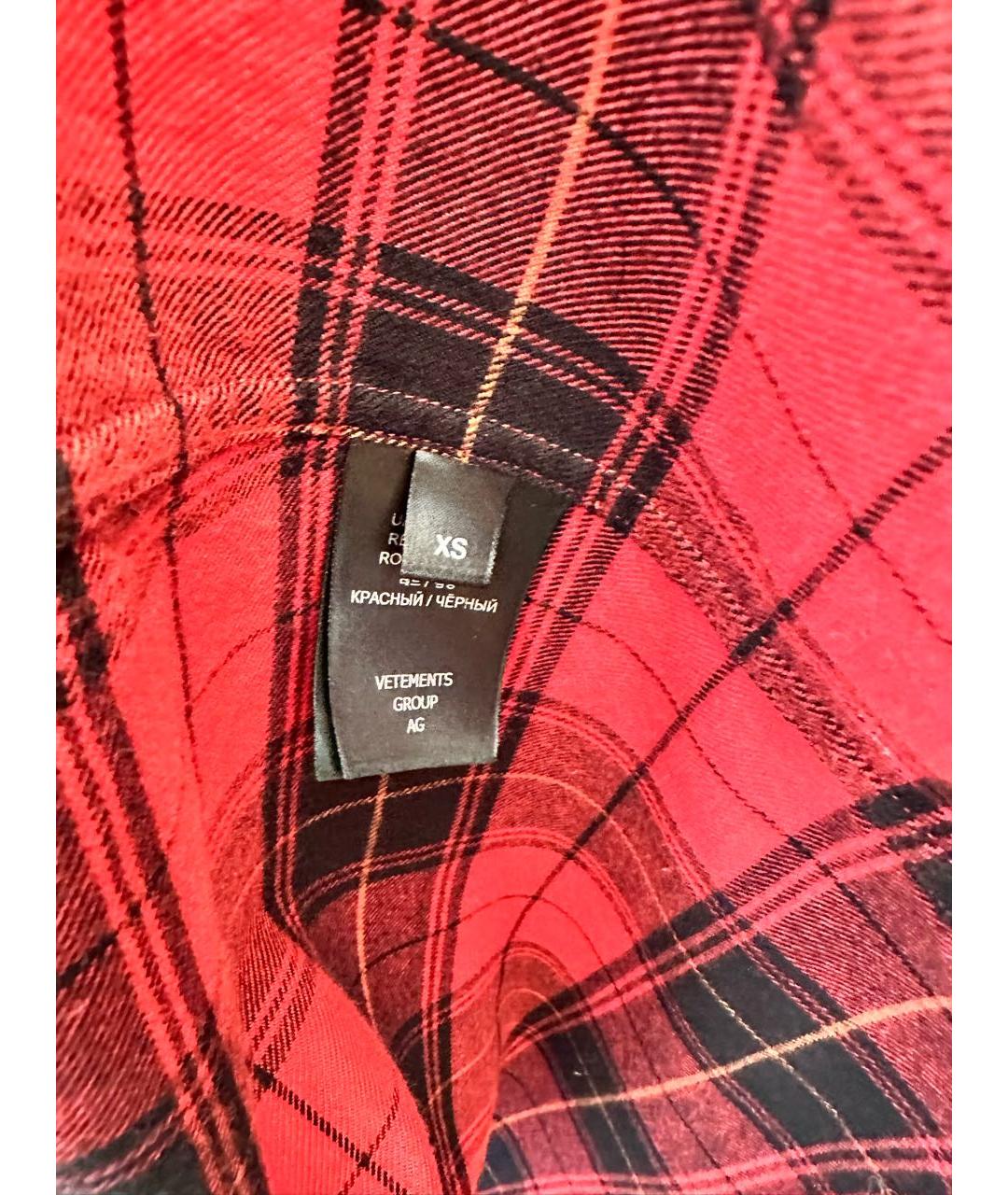 VETEMENTS Красная хлопковая кэжуал рубашка, фото 5