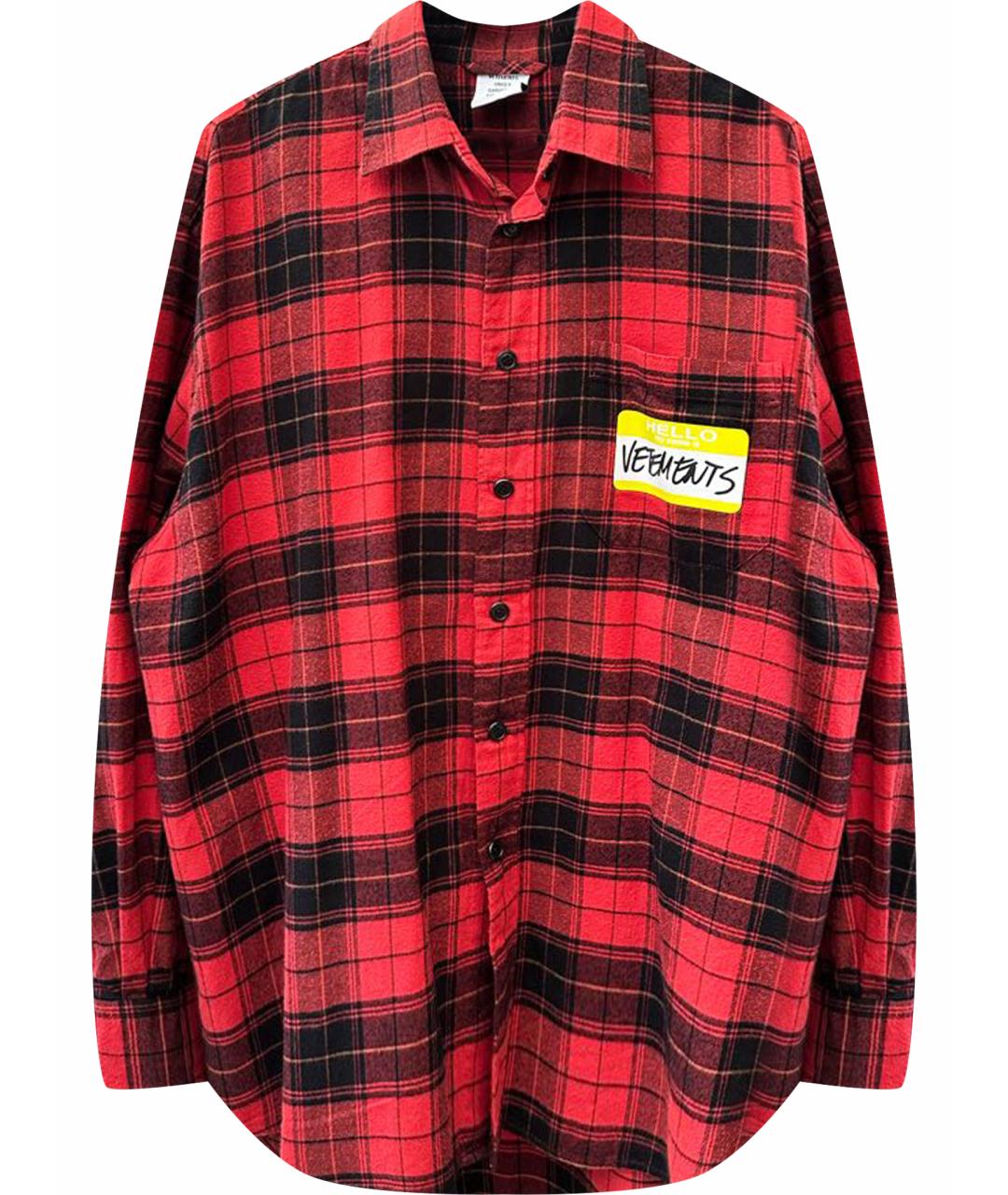 VETEMENTS Красная хлопковая кэжуал рубашка, фото 1