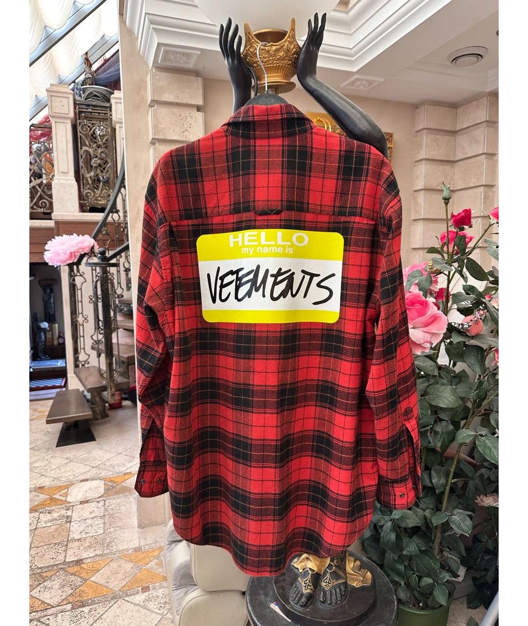 VETEMENTS Красная хлопковая кэжуал рубашка, фото 2