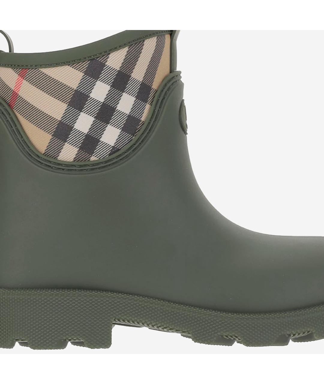 BURBERRY Зеленые резиновые полусапоги, фото 4