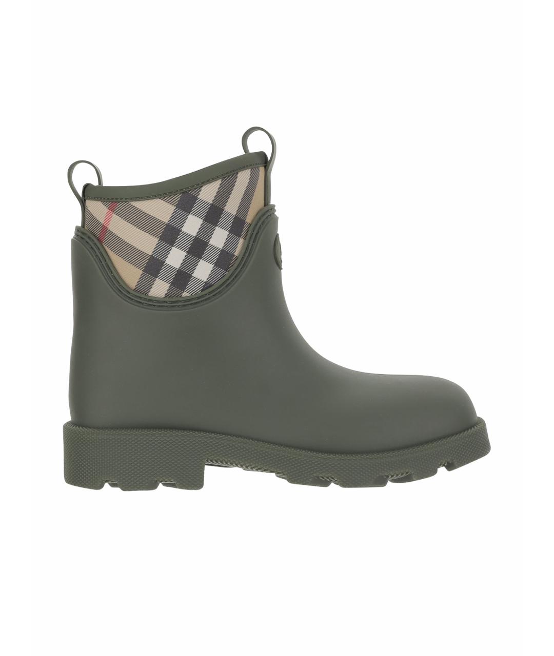 BURBERRY Зеленые резиновые полусапоги, фото 6