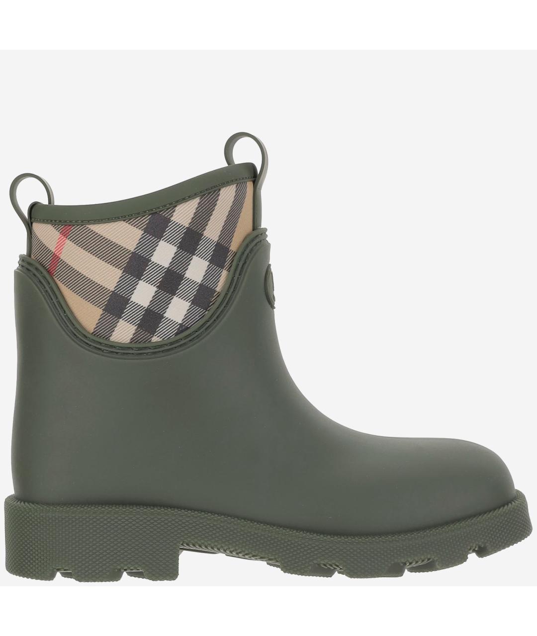 BURBERRY Зеленые резиновые полусапоги, фото 5