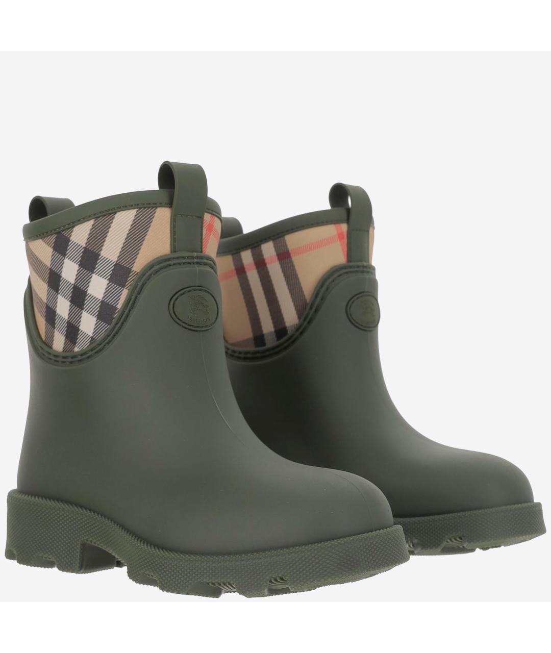 BURBERRY Зеленые резиновые полусапоги, фото 2
