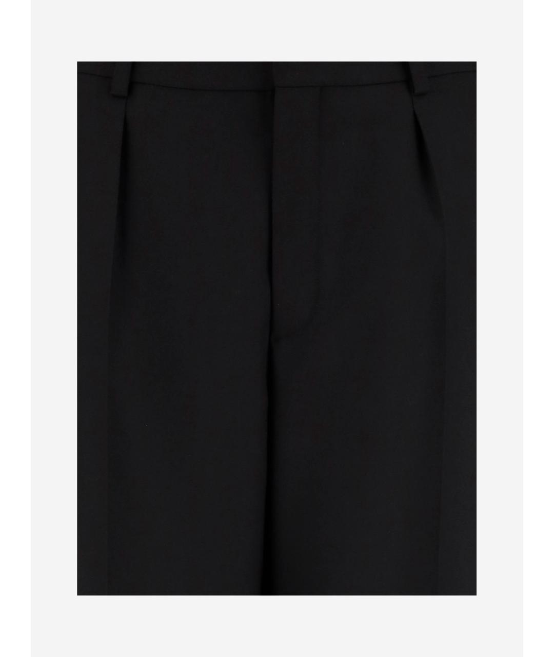 SAINT LAURENT Черные шерстяные прямые брюки, фото 3