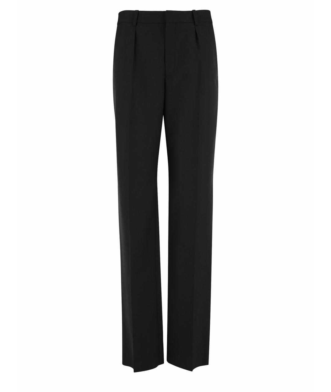 SAINT LAURENT Черные шерстяные прямые брюки, фото 1