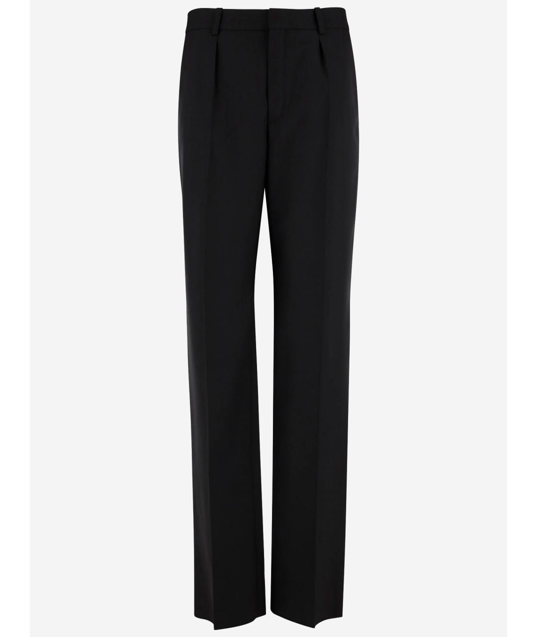 SAINT LAURENT Черные шерстяные прямые брюки, фото 4