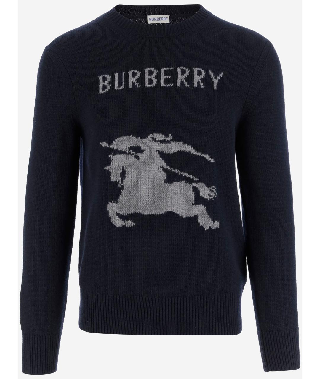 BURBERRY Темно-синий шерстяной джемпер / свитер, фото 4