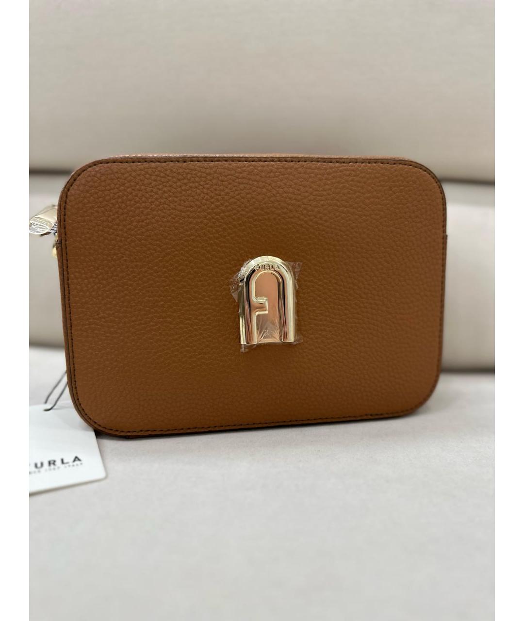FURLA Коричневая кожаная сумка через плечо, фото 4