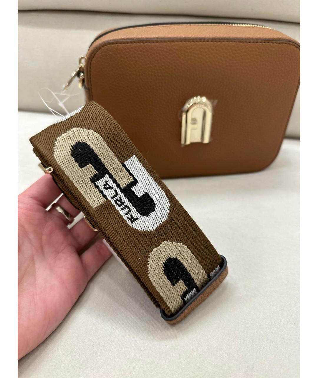 FURLA Коричневая кожаная сумка через плечо, фото 5