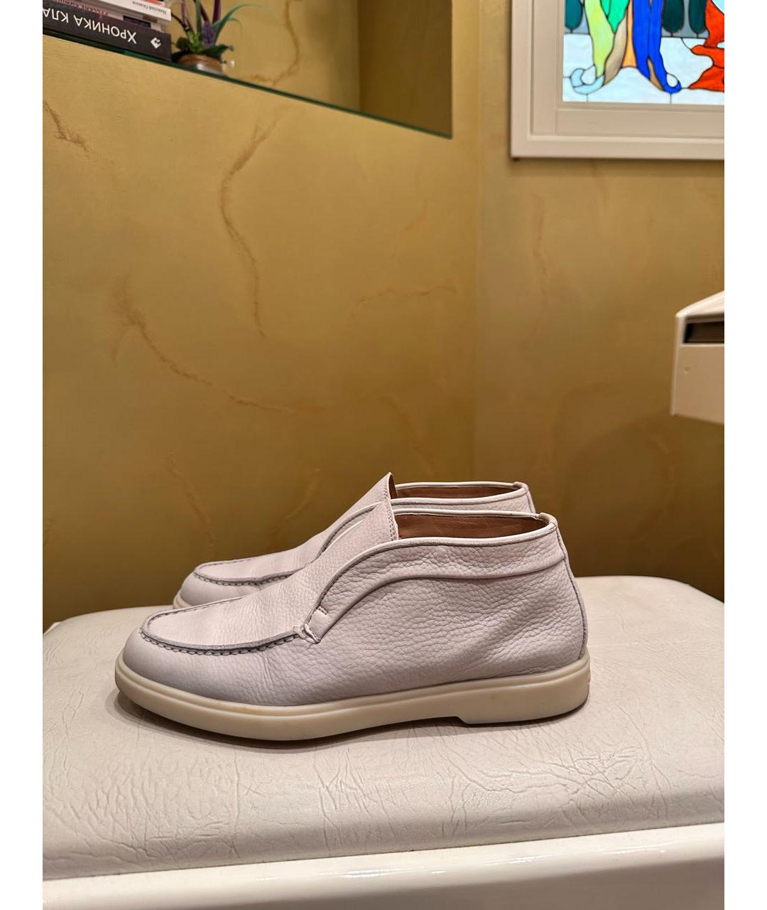SANTONI Белые нубуковые ботинки, фото 2