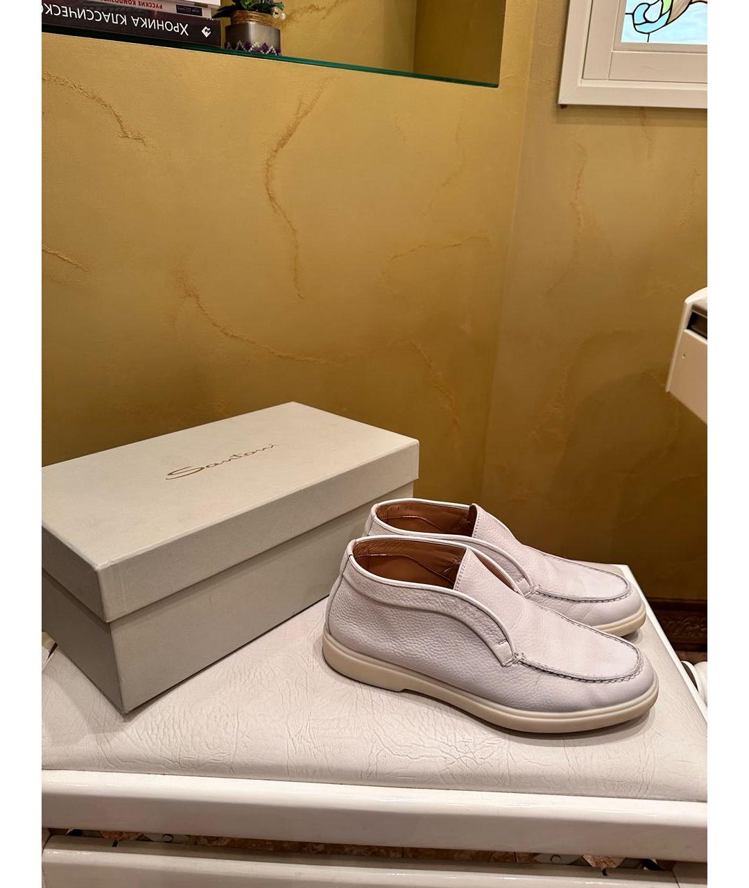 SANTONI Белые нубуковые ботинки, фото 7