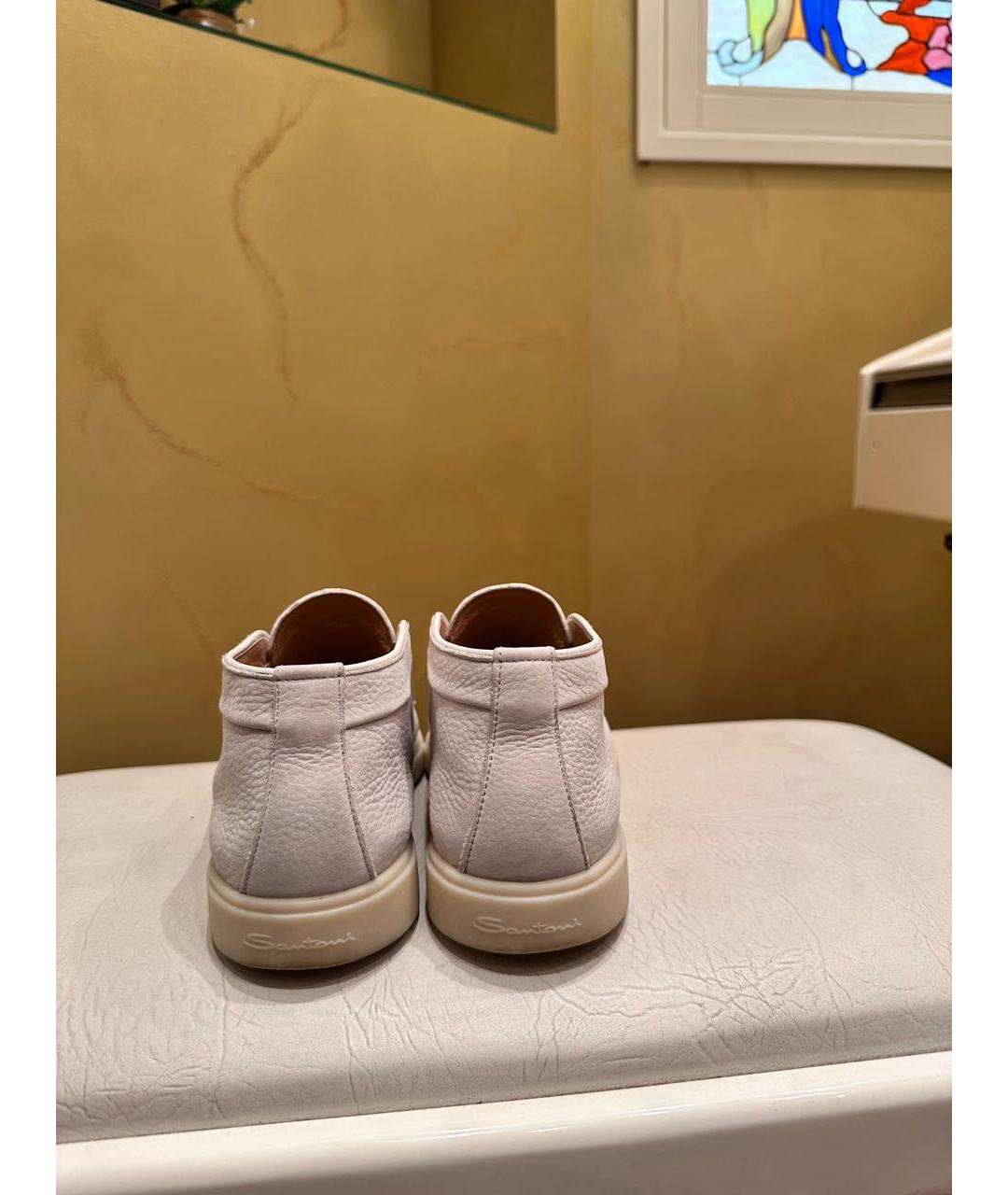 SANTONI Белые нубуковые ботинки, фото 4