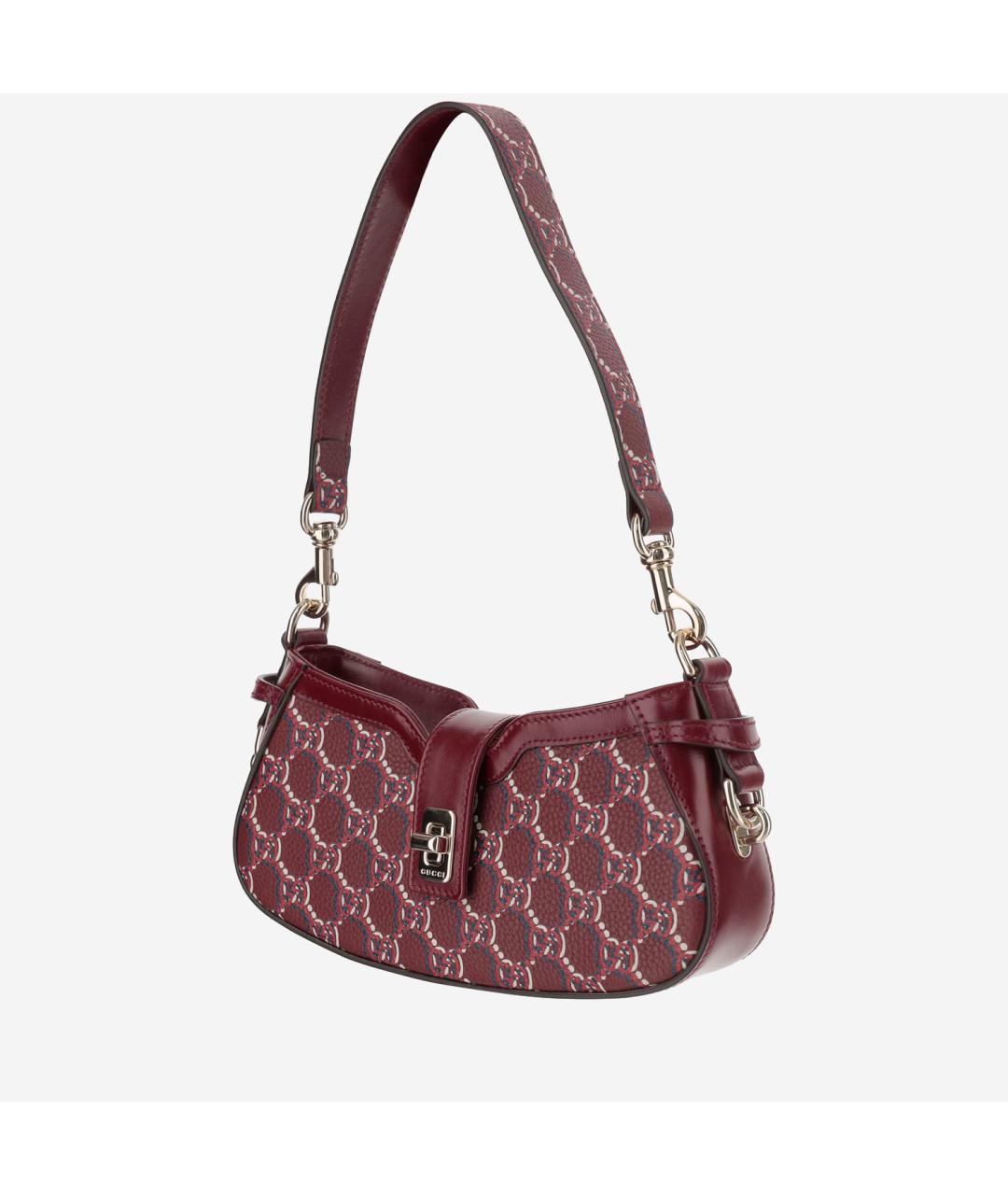 GUCCI Бордовая кожаная сумка через плечо, фото 3