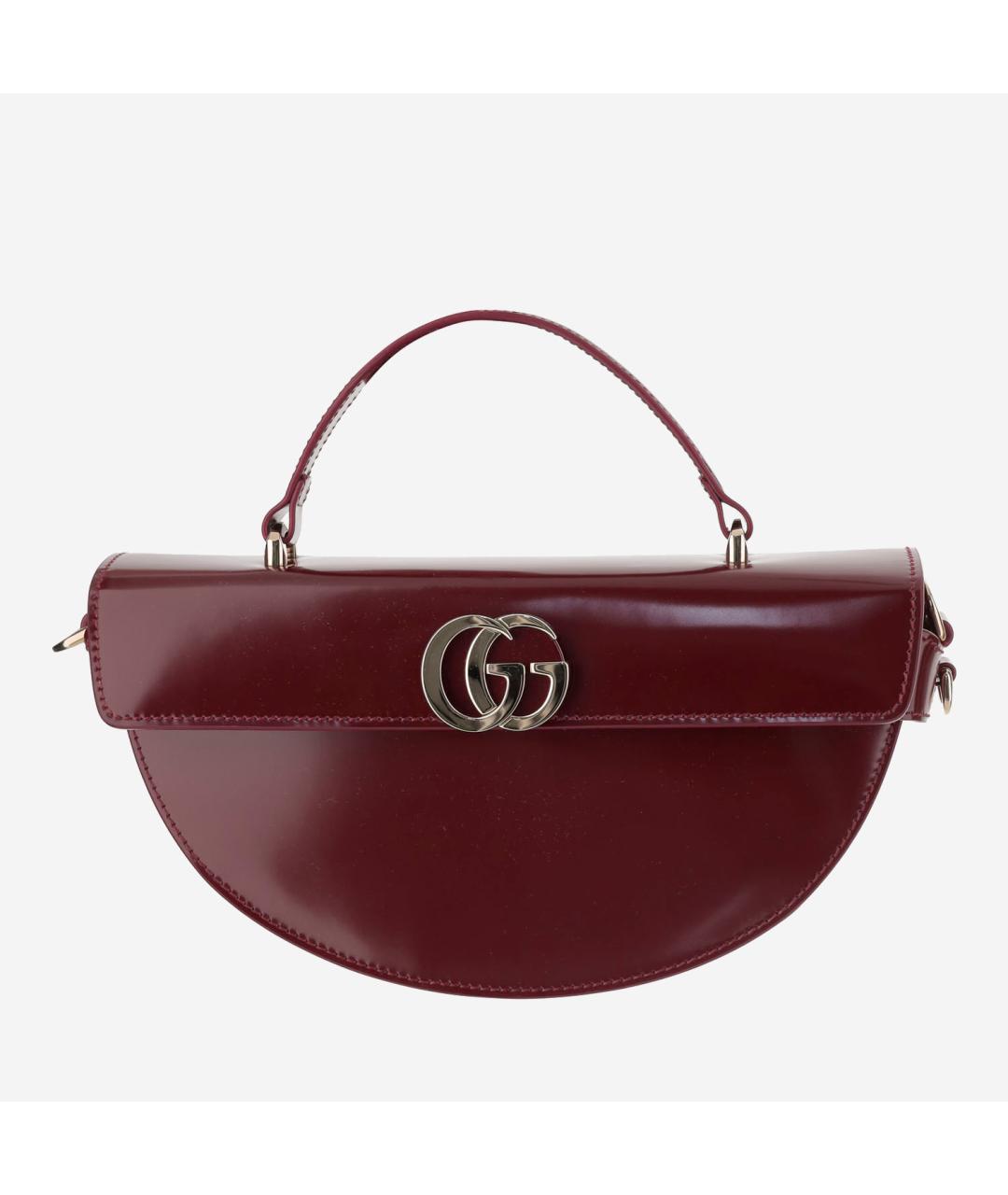 GUCCI Бордовая кожаная сумка с короткими ручками, фото 6