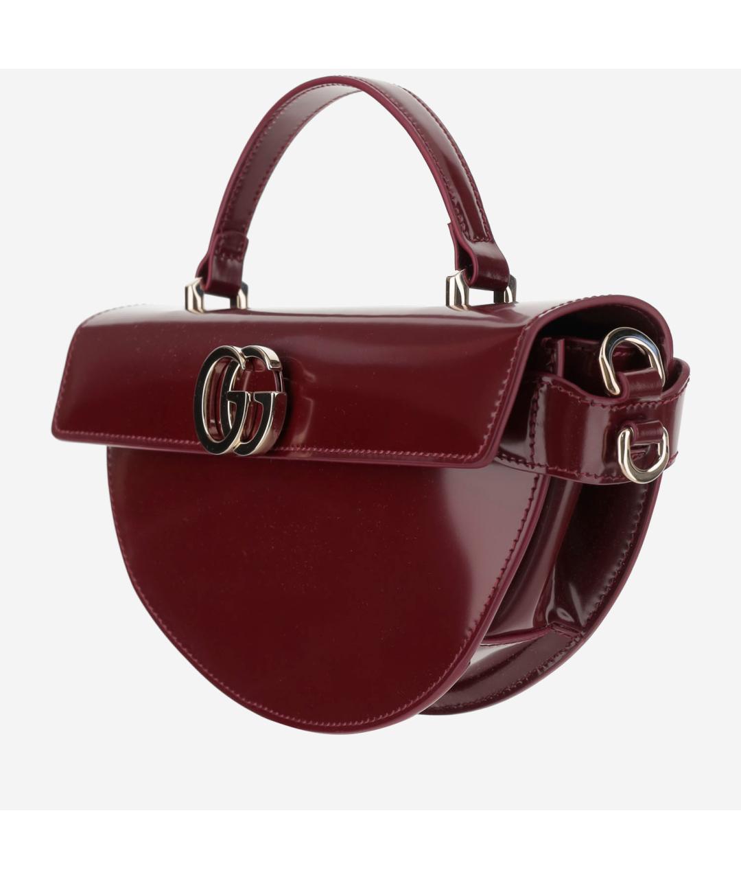 GUCCI Бордовая кожаная сумка с короткими ручками, фото 2