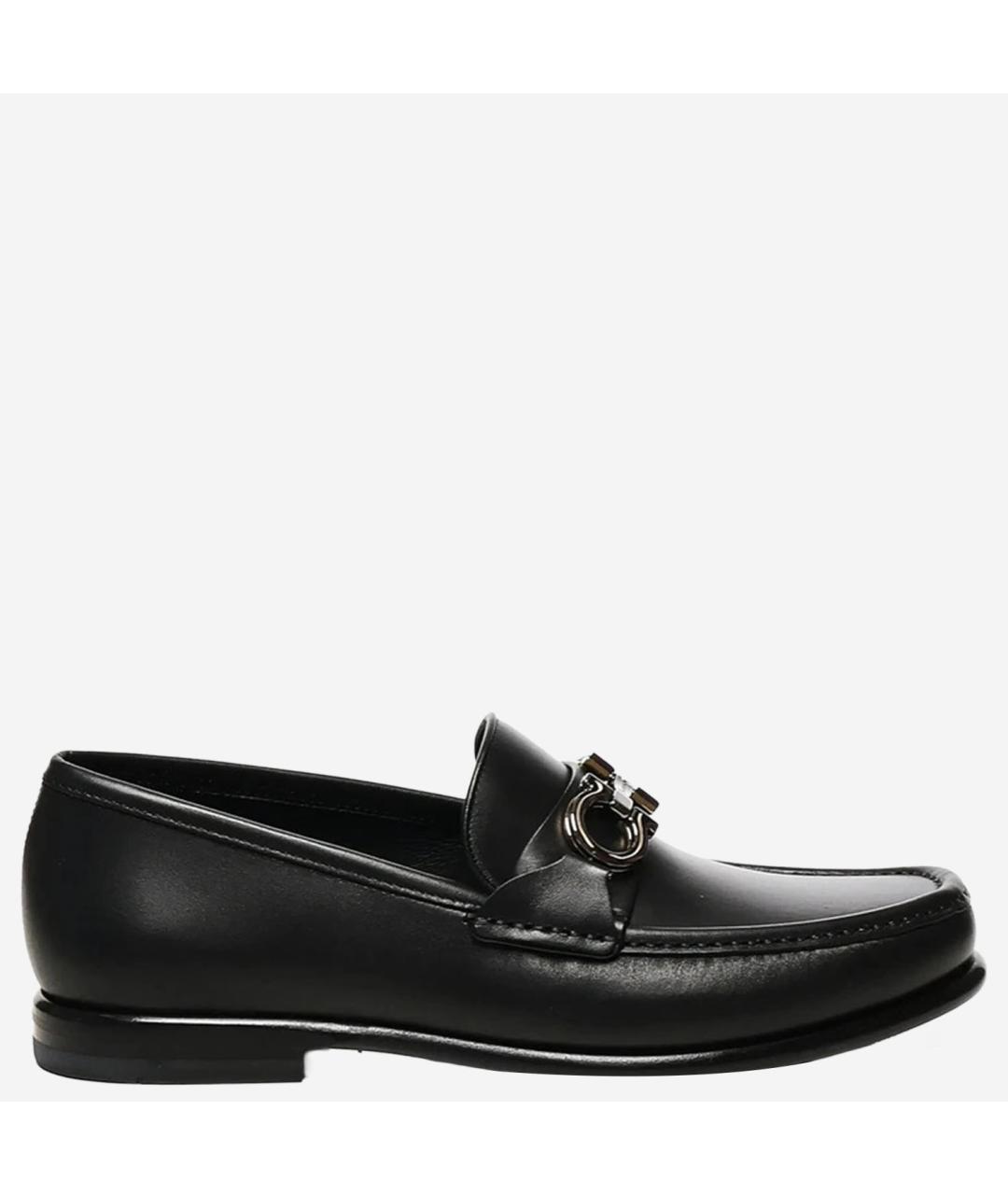 FERRAGAMO Черные кожаные лоферы, фото 3