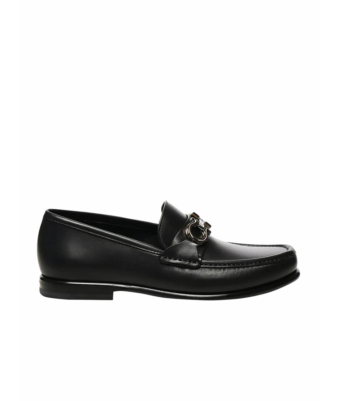 FERRAGAMO Черные кожаные лоферы, фото 1