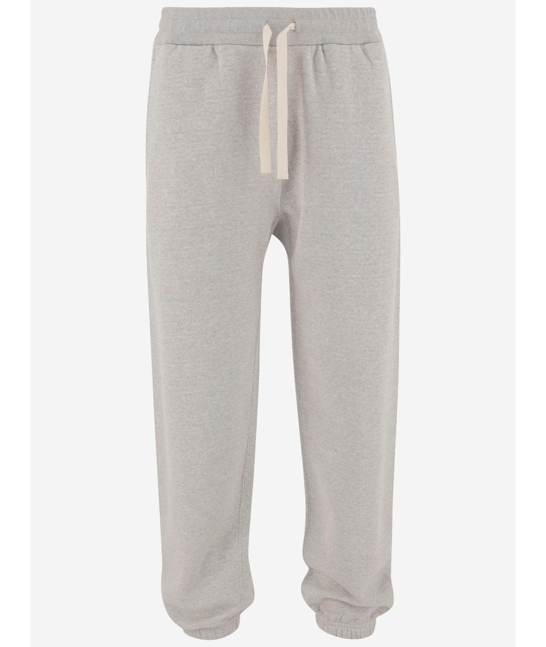 JIL SANDER Серые хлопковые повседневные брюки, фото 4