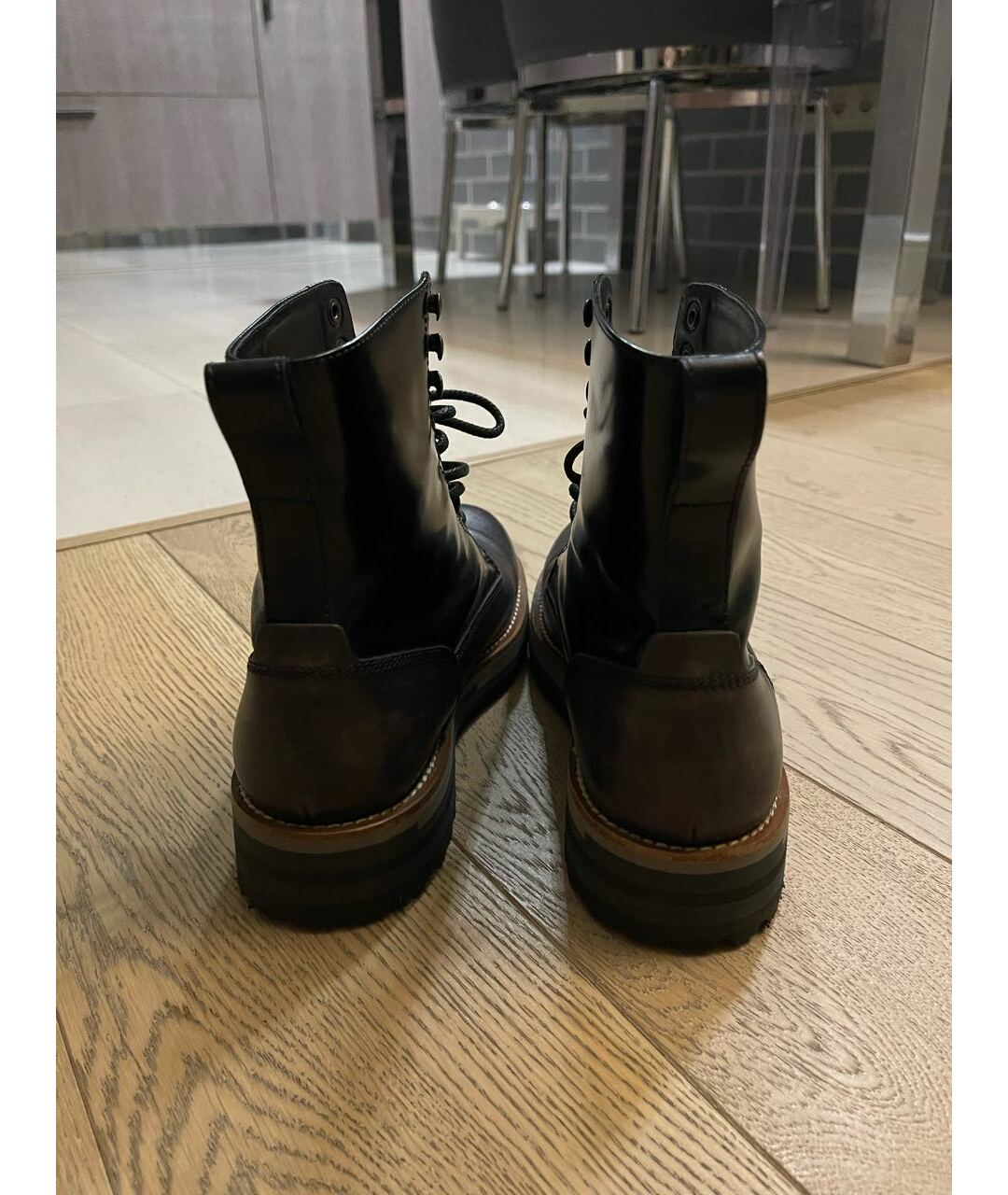 DOLCE&GABBANA Антрацитовые кожаные высокие ботинки, фото 4