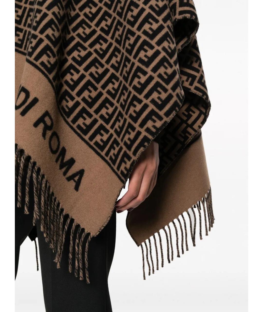 FENDI Коричневый кашемировый шарф, фото 4