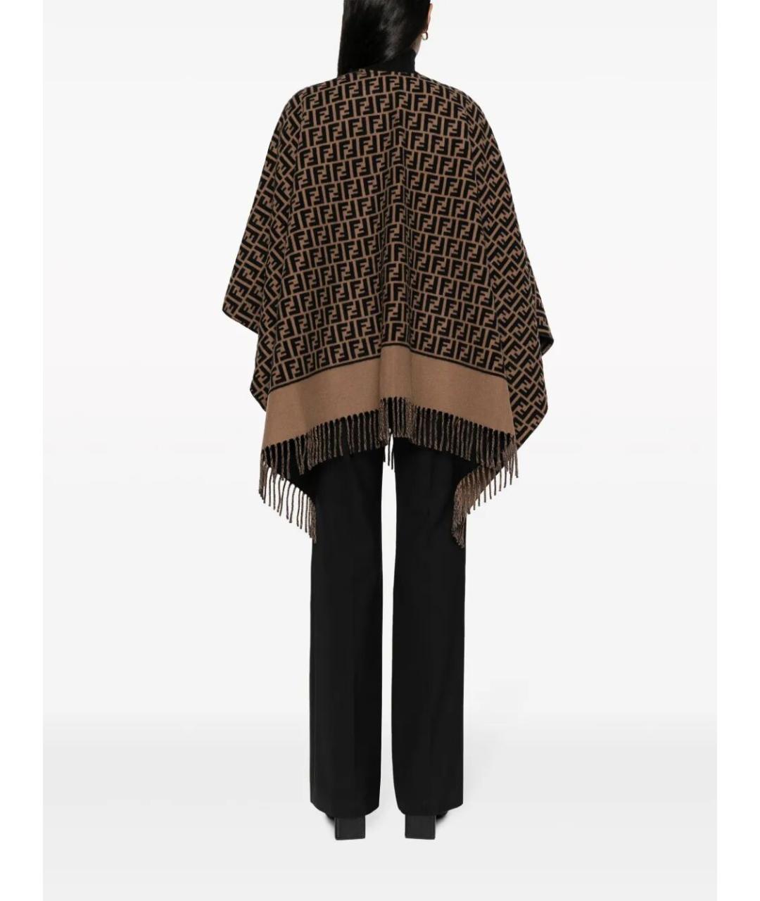 FENDI Коричневый кашемировый шарф, фото 3